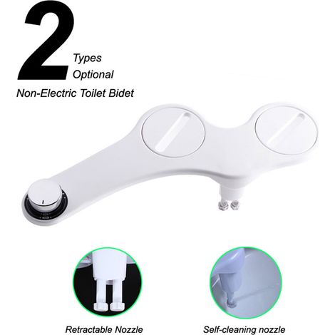 Bidet Toilet Seat Attachment - Cold Water Only - Adjustable Pressure - Self-Cleaning Nozzle - For Feminine Wash - Universal Fit - 1 Unit (1/5)