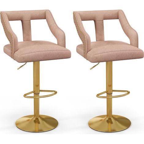 Set di 2 sgabelli da bar girevoli e regolabili 47 x 50 x 89-111 cm comfort lussuoso finitura in velluto rosa opaco 200012410