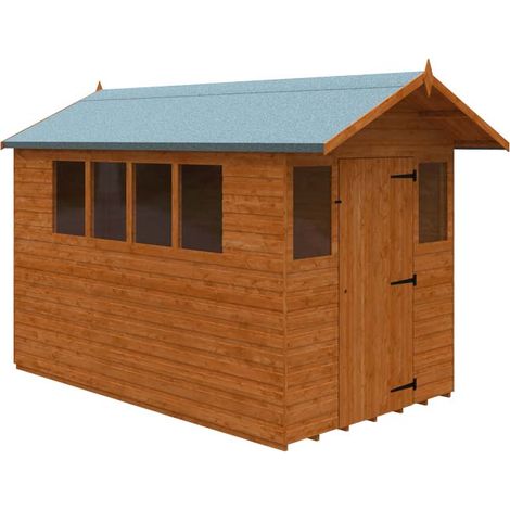 10x6 Cabin 12mm Shed - L295 x W175 x H229.7 cm - Solid Wood/Softwood/Pine - Burnt Orange