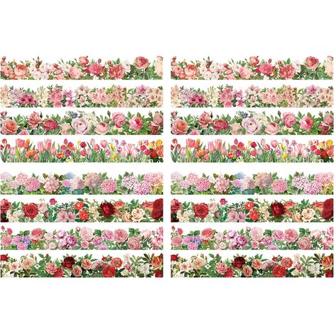 Lot 4 autocollants fleurs naturelles pour scrapbooking, albums photos, journaux, enveloppes, carnets DIY, planificateur quotidien rouge (1/5)