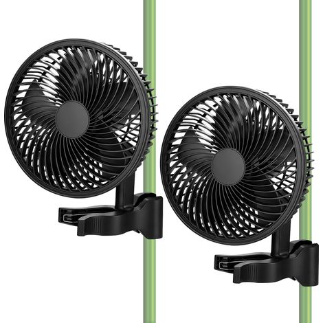 150mm Lot de 2 Ventilateurs à Pince 2000 U/min 9W moteur EC 10 Vitesses Oscillation Horizontale 90° 543m³/h 28dB IP44 pour Tente de Culture Pièce (1/5)