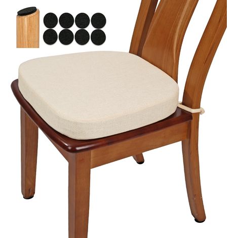 Coussin de chaise de salle à manger en tissu tissé épais de 6,3 cm, en forme de U, mousse haute densité, confortable pour cuisine, coussin de siège d'intérieur antidérapant (1 pièce, beige) (1/5)