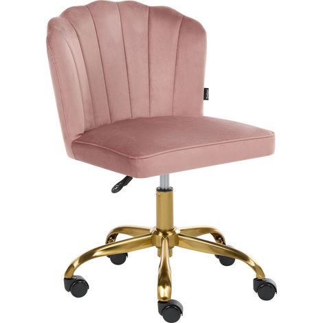 Desk Chair Pink Velvet Swivel Base Adjustable Height without Armrests Decorative Tufting Glam Home Office VALTICELLO (1/5)