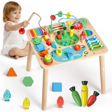 Holz Aktivitätstisch, Montessori Spielzeug, 13-in-1-Lerntisch, Spieltisch Aktivitätstisch für Kinder ab 6 Monaten, ideales Geschenk für Geburtstag, Weihnachten oder Kindertag, 6-36 Monate