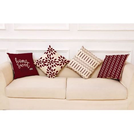 Lot de 4 Housse de Coussin Décoratif Canapé Taie d'oreiller Decoration Canapé Housses de Coussin en Lin d'extérieur Hous (1/4)