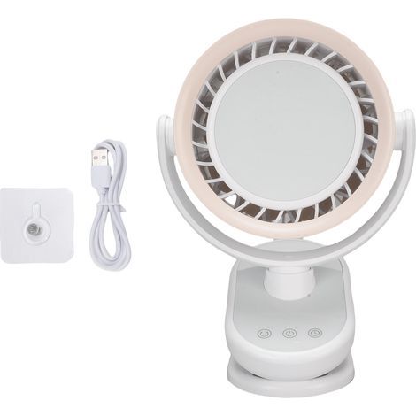 Bladeless tiltable desk fan, 100 speeds, 4000 mAh battery, USB, clip or wall mount, white (1/5)