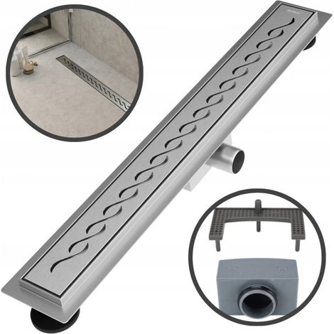 Caniveau de douche linéaire avec grille perforée Wave 90 cm