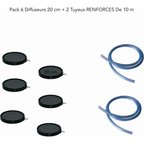 Pack 6 Diffuseurs D'Air Disques, 20 cm + 2 Tuyaux De 10 m RENFORCES (1/5)