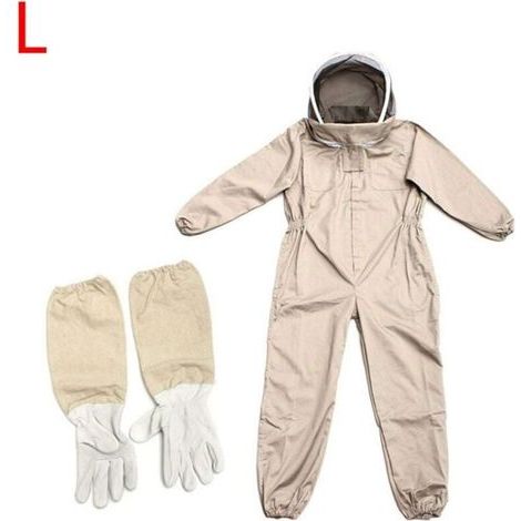 Combinaison d'apiculteur - Tenue professionnelle d'apiculture avec gants, vêtement à capuche de protection pour apiculteurs contre les guêpes, équipement anti-guêpes, Vêtements L (1/4)