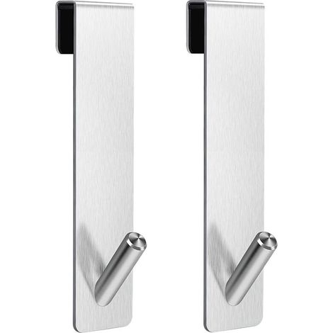 2 Pièces Crochet Douche, Crochet Porte Serviette sans perçage, Crochets de porte pour portes de douche en verre sans cadre, adapter 6-12 mm d'épaisseur (Argent) (1/5)