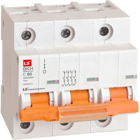 Disjoncteur tripolaire C 80 A 10 kA AC BKH 3P C80A
