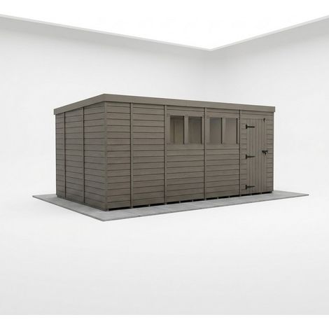 17ft x 10ft Composite Pent Garden Shed Single Door With Windows - Composite - L518 x W305 x H210 cm - Grey