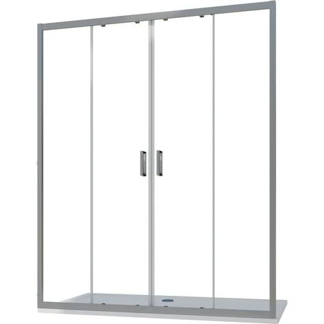 Porte de douche pour niche 180 cm Deux portes coulissantes Profilés en aluminium chromé Verre transparent 6mm Ajustable 177-181cm h190 - Réversible Mod. Sardinia