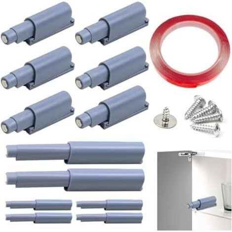 Lot de 12pcs Appuyez pour Ouvrir Magnétique Loquets, Amortisseur Porte Placard, Fermetures Magnétiques Push to Open, Rebondeur Tiroir D'armoire - Pour Armoires, Meubles Cuisine et Tiroirs (1/5)