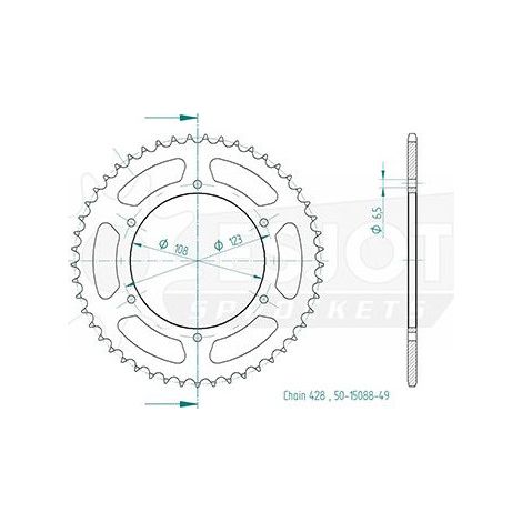 Couronne Acier compatible avec la marque Derbi - 428 - 49 Dents - Made in Germany