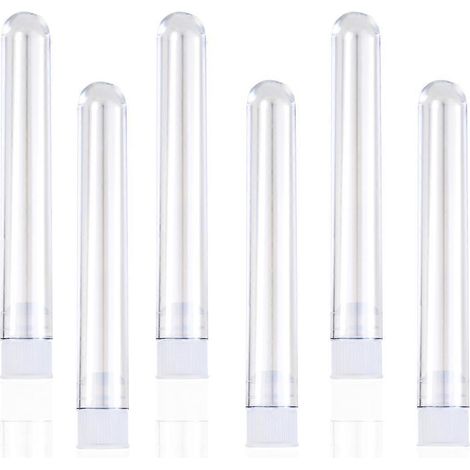 Lot de 25 tubes à essai plats transparents en verre, bouchons à vis inclus.-White