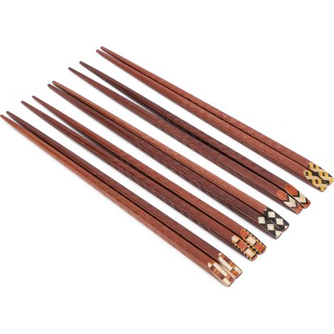Baguettes de style japonais, sculptées à la main avec créativité dans du bois massif, avec des pointes acérées et une finition semblable à un clou, cinq paires par boîte, coffret cadeau. (1/5)