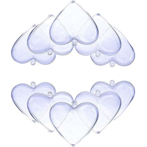 Boule De Noel - Moule En Acrylique Transparent Forme Coeur - 80 Mm - Pour Decoration Arbre Noel Bain Ou Objets Creatifs - Lot De 10 (1/5)