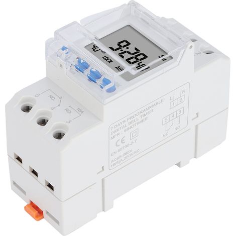 Minuterie électronique programmable analogique intelligente, montage sur rail DIN, 85-265 V, 16 A (1/5)