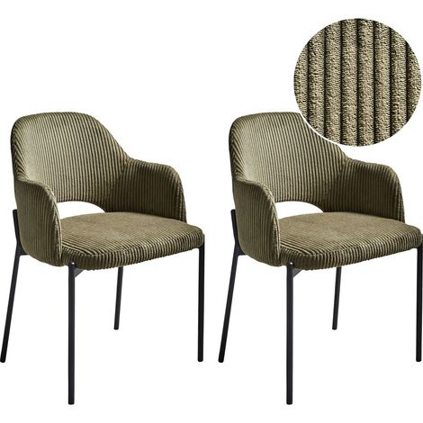 Esszimmerstuhl 2er Set RATON Cord Olivgrün
