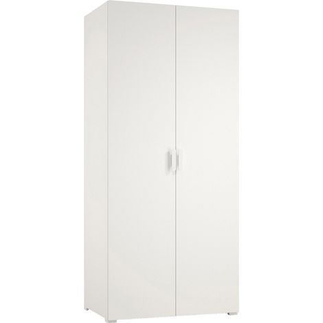 Guardaroba 2 Ante Nigella, Armadio Camera da Letto Appendiabiti, 2 Ripiani Made in Italy, 52.00x180.00h cm Bianco