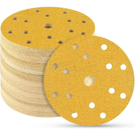 Schleifscheiben 150mm Klett 15 Loch 40 Stück Holz Metall 40 körnung (1/5)