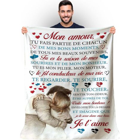 Plaid personnalisé Doux Polaire pour Offrir à Son Amour Idée Cadeau Insolite utile pour Un Anniversaire Noel la Saint Valentin Couverture Couvre lit pour la Deco de la Maison (1/5)