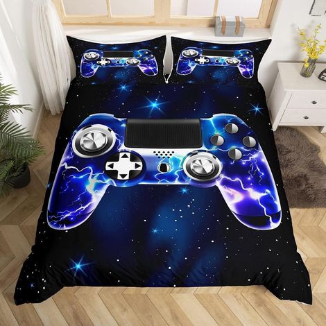 Ensemble de literie 155x220cm Gamepad Violet Éclair Design pour enfants