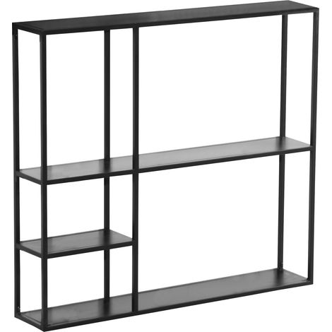 Étagère murale acier 90 x 100 x 18 cm noir (1/4)