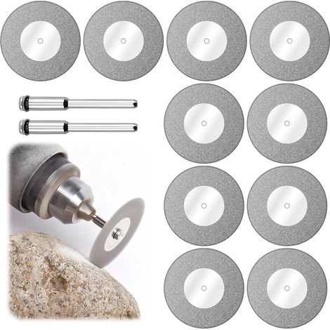 10 Pièces Disque Diamant De Coupe 40mm, Mini Disques Avec 2 Mandrins Rotatifs Précise Verre Pour Bricolage Fabrication Artisanale Métal Carrelage Céramique Bois Porcelaine - (1/5)