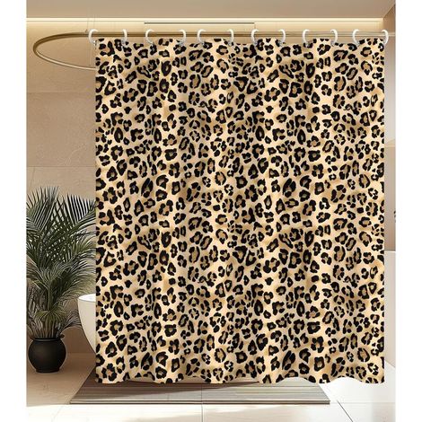 Duschvorhang – wasserdichtes Polyestergewebe, 180 x 180 cm – für Badezimmer und Badewanne – Leopardenmuster (1/5)