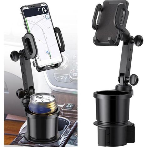 Supporto per cellulare 2 in 1 migliorato, portabicchieri universale per auto con rotazione a 360°, multifunzionale e regolabile per telefoni cellulari. (1/5)
