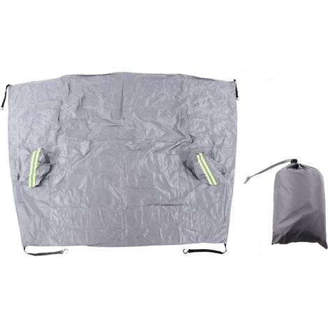 Protection de pare-brise imperméable et anti-neige, grande couverture universelle avec bandes réfléchissantes, grise (1/5)