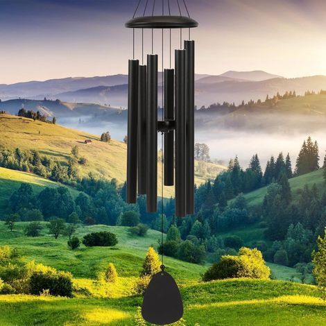 Carillon éolien pour décoration extérieure, mélodies douces et apaisantes, cadeau idéal pour les mères, les femmes, les grands-mères et les voisines (81 cm, noir) (1/5)