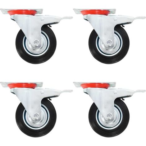 Ruedas giratorias con frenos dobles 4 unidades 100 mm vidaXL