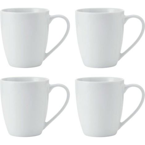 Kreidefarbene Porzellantassen, 4er-Set weiße Tassen für Tee und Kaffee, 380 ml, spülmaschinen- und mikrowellengeeignet (1/5)