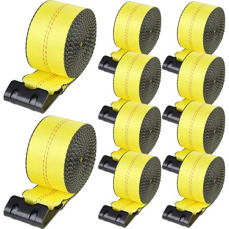Sangles de treuil jaunes 10,2 cm x 9,1 m pour camions capacité 2722 kg paquet de 10 sangles d'arrimage pour remorques et plateaux (1/5)