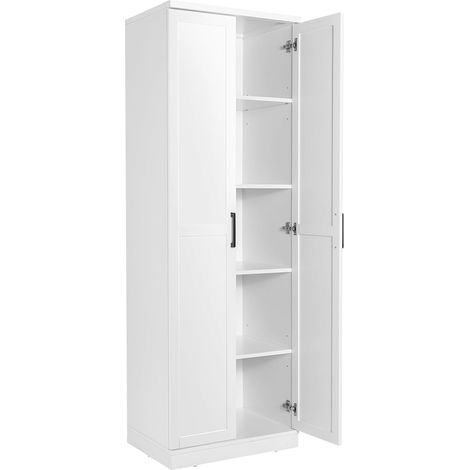 Costway – Armoire de rangement blanche 2 portes – 4 étagères réglables – Bois aggloméré avec poignées en métal – Dimensions 59 x 43,5 x 178cm (1/5)