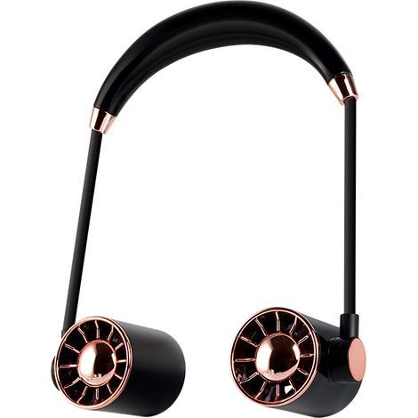 Tragbarer, per USB aufladbarer Nackenventilator, leise, ideal für Reisen, Outdoor-Aktivitäten und das Büro, schwarz (1/3)