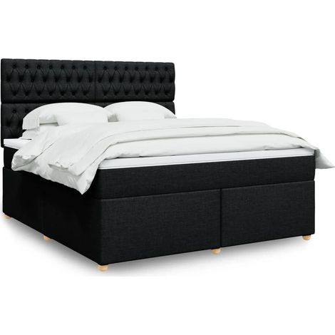 Boxspringbett mit Matratze Schwarz 180x200 cm Stoff (1/5)