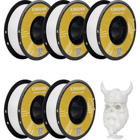 Filamento per stampa 3D, materiale PLA, diametro 1,75 mm, 5 kg PETG bianco (1/2)