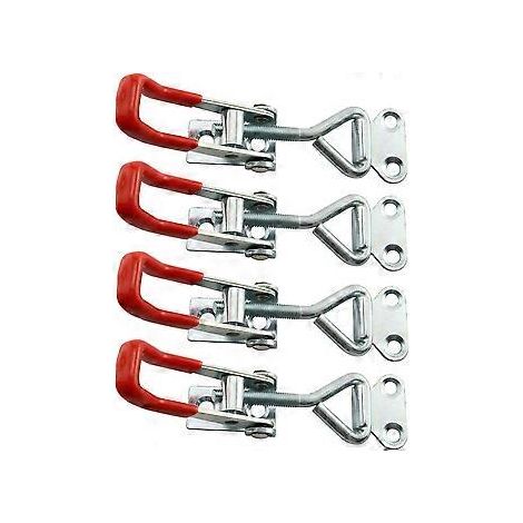 Kniehebelklemme – 4er-Pack – Kniehebelklemmen – Kistenschloss – Scharnierklemme – Verstellbares Metallschloss – Möbelschlösser – für Schrank- und Kistensicherung – Silber