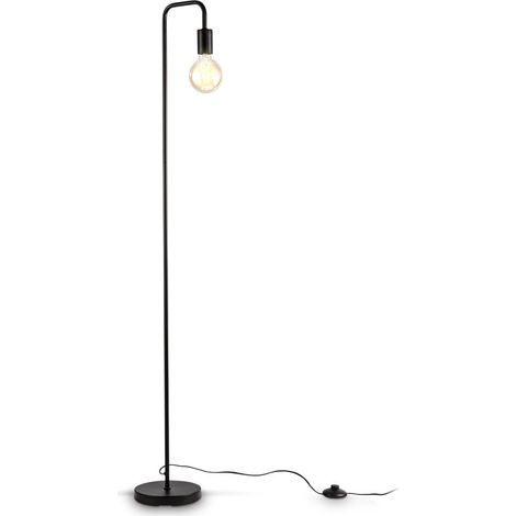 Lampadaire rétro design I Hauteur 140 cm I une douille E27 I interrupteur à pied I métal I noir mat I sans ampoule (1/5)