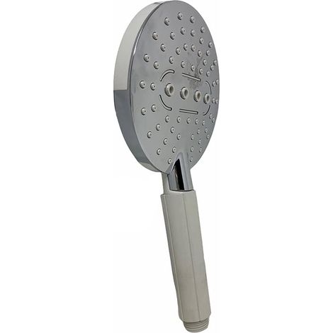 Soffione doccia e vasca con getto regolabile in ABS bianco sistema anticalcare attacco 1/2" (1/3)