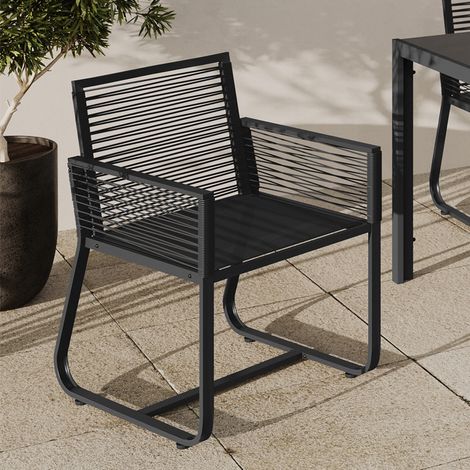 Lote de 2 sillones de jardín ODESSA de metal y cordón negro