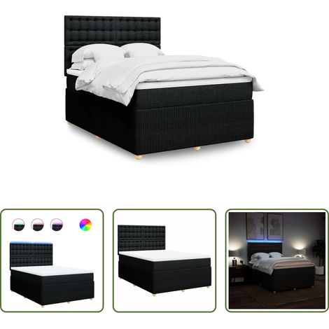 Matelas à ressorts ensachés -  Sommier à lattes de lit avec matelas Noir 140x190 cm Tissu (1/5)
