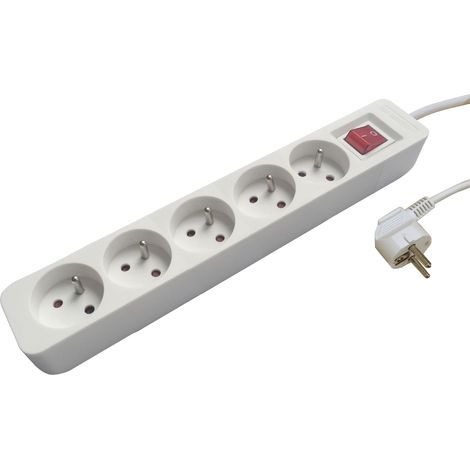 rallonge multiprise - 5 x 2p+t - 3g1.5 mm2 - h05vv-f - avec interrupteur - bizline 701009