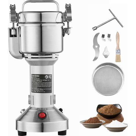 Mophorn 150g elektrische Getreidemühle, 850 W, hohe Geschwindigkeit, Edelstahl, für trockene Körner, Gewürze, Müsli, Kaffee, Mais, Pfeffer, gerade Ausführung