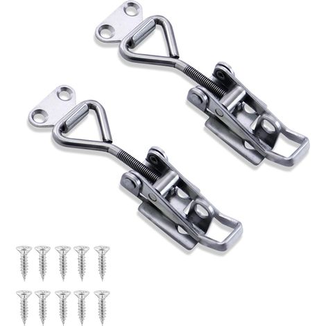 Lot de 2 Loquets Inoxydable Réglables GH-4001, Fermoirs Verrouillables Caisse Porte Armoire (1/5)