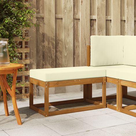 Maison Exclusive - Outdoor Hockerbank mit Kissen Natur und Creme (1/4)